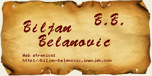 Biljan Belanović vizit kartica